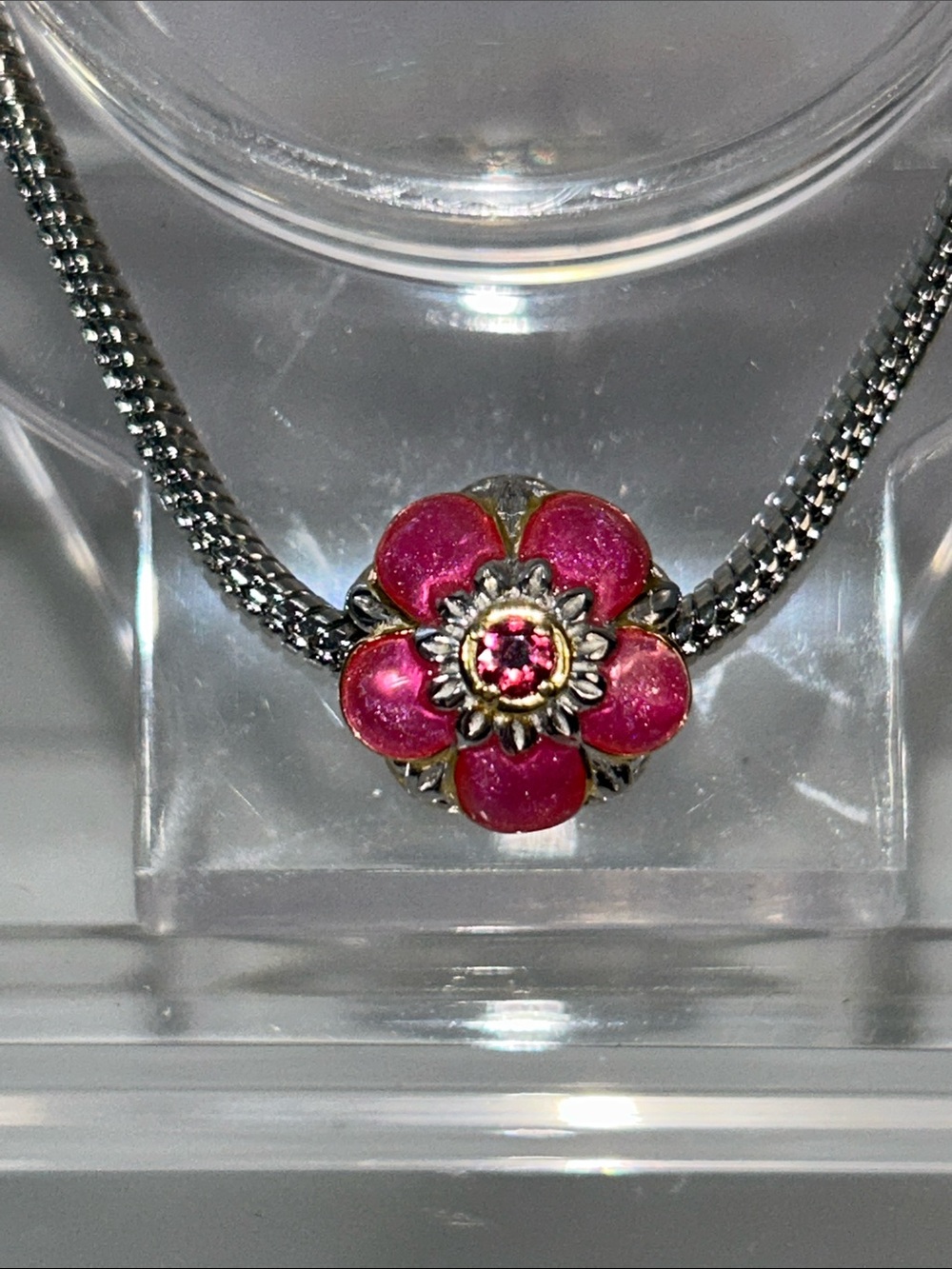 NWOT Gems En Vogue Palladium 18k Accent Floral Gemstone Euro Style Charm